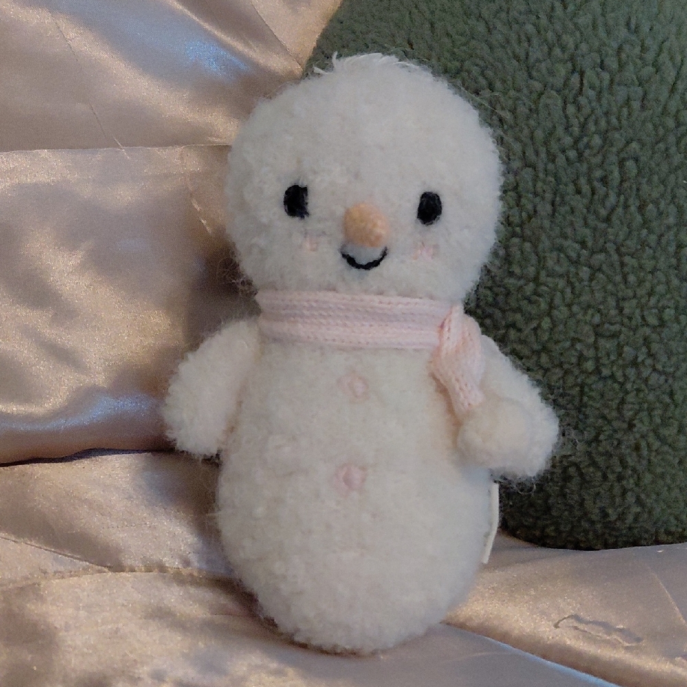 Cuddle & Kind Off White & Pink Snowman Plush